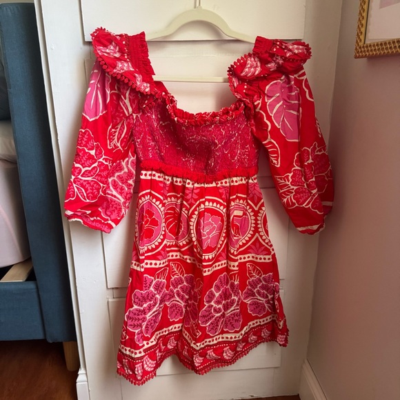 FARM Rio Red and Pink Mini Dress - Picture 4 of 7